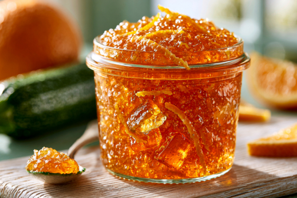 Смешиваю кабачок с сахаром и закатываю на зиму сладкий джем &mdash; со вкусом апельсина