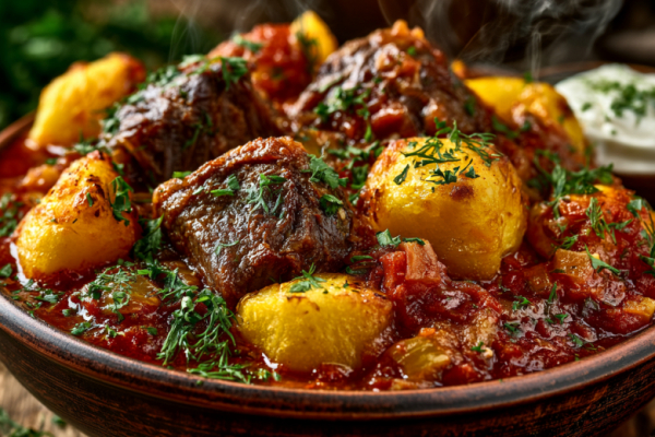 Тушеную картошку делаю с томатами и припеком &mdash; вкусное домашнее рагу со свиной шейкой