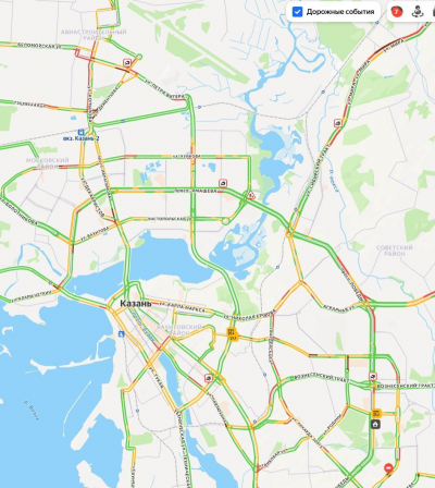 Казань встала в 7-балльных пробках