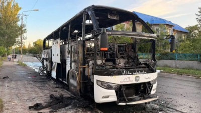 Выгоревший каркас автобуса: шокирующие фото с места удара БПЛА по автобусу Москва - Симферополь 03/06/2026 &ndash; Новости